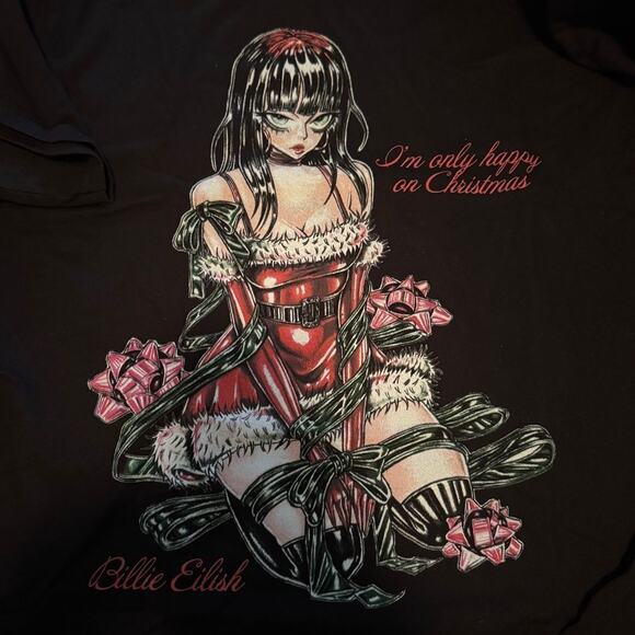 Billie Eilish I'm Only Happy on Christmas 2023, Size S, New without Tag - Picture 2 of 4